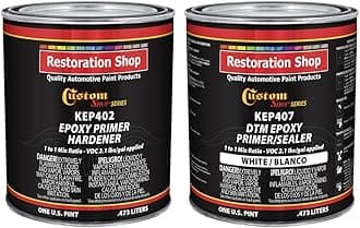White Epoxy Primer/Sealer 2.1 VOC (1 Quart Kit) Anti-Corrosive DTM High-Performance Primer for Automotive and Industrial use Kit = 1 Pint Epoxy Primer +1 Pint. Epoxy HDR. (1-1 Mix)