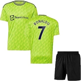 Ronaldo 7 Football Jersey with Black Shorts(Kid's, Boy's& Men)