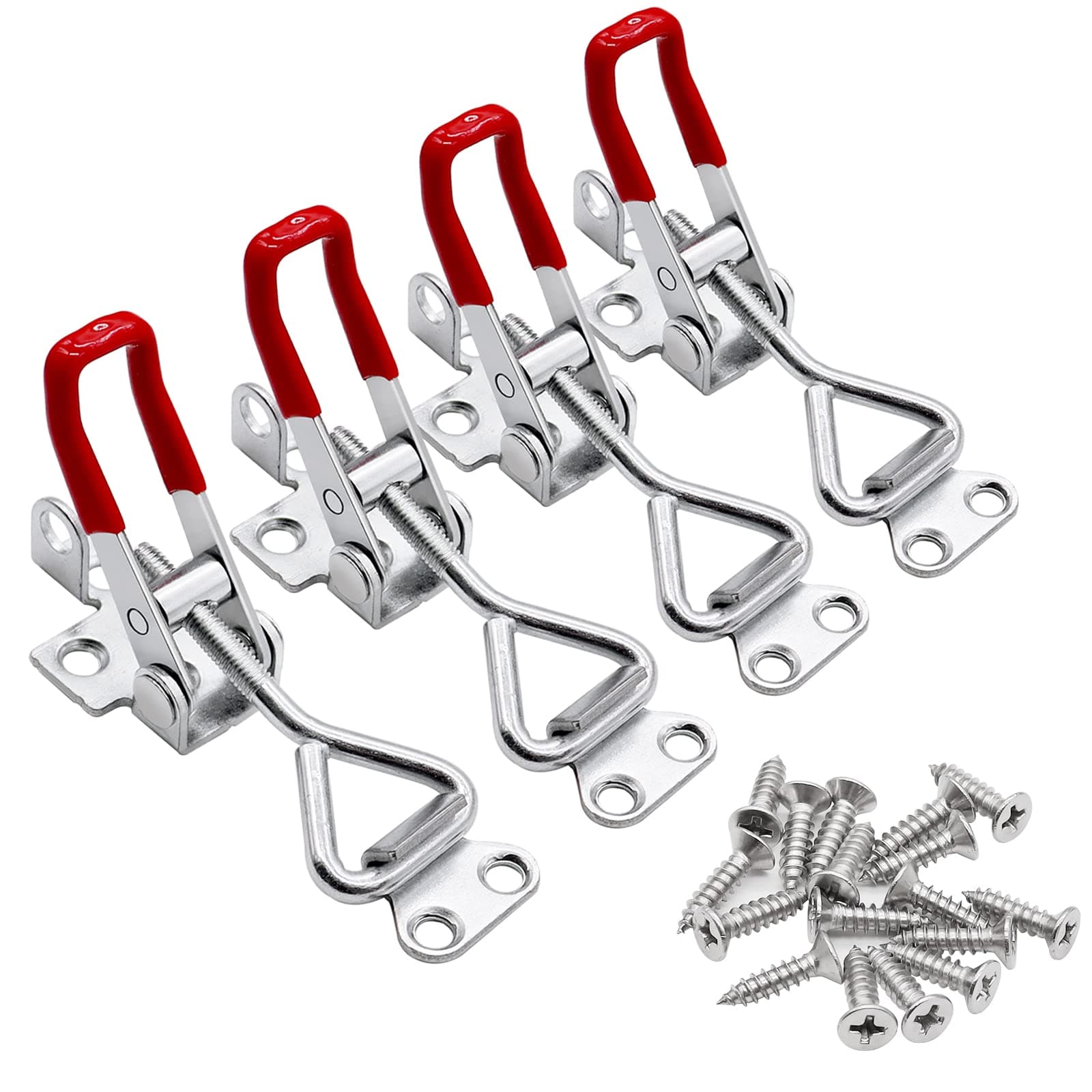 smseace 4 Pack Adjustable Toggle Clamp (with Lock Hole),100Kg 330 Lbs Lbs Holding Capacity Dedicated Button Clamp 4001,Quick Release Pull Latch with Stainless Steel Screws