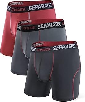 SeparatecMen's Boxer Briefs Underwear Dual Pouch Quick Dry Polyamide Sports Underwear 3 Pack Breathable Soft