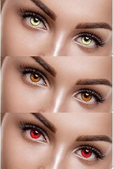 EYCOG 3 Pair Monthly Gold, Honey, Red Colored 0 Power Contact Lenses for Men and Women Eyes with Lens Case