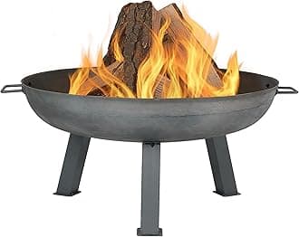 Sunnydaze 30-Inch Cast Iron Heavy-Duty Fire Pit for Outside - Wood-Burning Outdoor Fire Pit Bowl with Handles - Gray