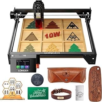 LONGER RAY5 Laser Engraver, Fully Upgraded with 10W Output, a 3.5-inch Color Touchscreen, and app-Based Offline Control; Ideal for Engraving Metal, Glass, and Wood. Working Area: 400×400 mm.
