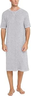 SWOMOG Men's Nightshirt Short Sleeve Nightgown Soft Loose Sleepwear Lightweight Nightwear Comfy Henley Sleep Shirt S-XXL