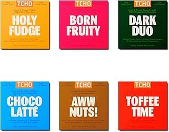 TCHO 6-Bar Dark Chocolate Variety Pack | Single Origin, Plant Based, Organic & Fair Trade | Non GMO, Non-Dairy, Vegan, Soy Free (2.5oz each) - Perfect Organic Chocolate Gift Box for Any Occasion