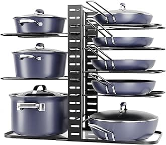 ORDORA Pots and Pans Organizer Under Cabinet 14.55 Height, Adjustable 8-Tier Pot Organizers inside Cabinet, Kitchen Organizers and Storage Fit 6-11 inch Lightweight Cookware