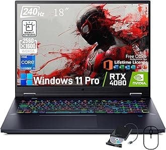 acer Predator Helios 18 Gaming Laptop - 18" 2.5K 240Hz 500 nits Display, Intel i9-14900HX, GeForce RTX 4080, 64GB DDR5, 2TB SSD, Microsoft Office Lifetime, Windows 11 Pro, RGB Backlit KB, WiFi 7