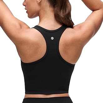 Butterluxe Womens Y-Back Racerback Longline Sports Bra - Padded Scoop Neck Workout Crop Tank Top with Built in Bra