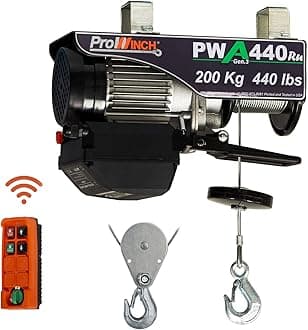 Prowinch Electric Hoist, 110V/120V, 440lbs Lifting Capacity, 38ft Lifting Height, Wireless Remote Control, Upper & Lower Limit Switches for Home Improvement, Warehouse Clearance, Garage Hoist System
