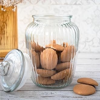 1250ML Clear Glass Jars for Kitchen Storage Food Spices Canister with Airtight Lid Container Organizer, Tea Coffee & Sugar (TR-1250ML, Set of 4)