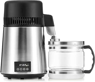 CO-Z 4L Stainless Steel Water Distiller with Reservation & Auto-Off, 750W Distilled Water Maker with 304 SS Inner Tank, Countertop Design for Home & Office