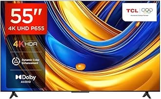 TCL 55 Inch 4K UHD HDR Smart TV with AiPQ Processor, T-SCREEN, Dolby Vision, HDR10, Google TV, Dolby Atmos, Dynamic Color Enhancement, HDMI 2.1 – (55P655-2024 Model)