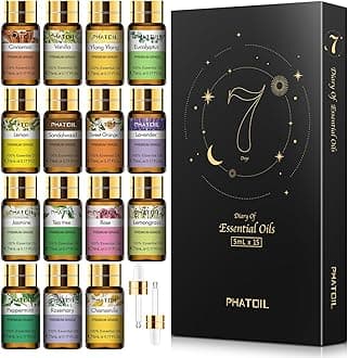 PHATOIL 15PCS Essential Oils Gift Set - Premium Quality 100% Natural Pure Essential Oils for Aromatherapy Diffuser Yoga Home Office Soap Candle Making- 5ml/Bottle