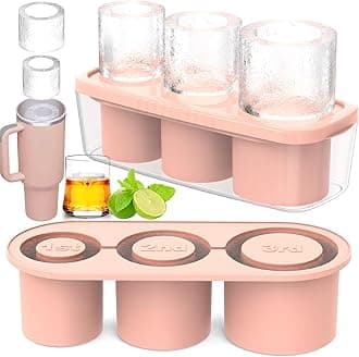 Ice Cube Tray for Tumbler Cup 30Oz-40Oz, 3 Pcs Silicone Cylinder Ice Mold with Lid and Bin for Freezer, Easy Fill and Release Ice Maker for Whiskey, Cocktail BPA-Free