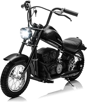 Electric Motorcycle for Kids, 24V 250W Dirt Bike, 2-Speed 14MPH Max, 60 Min Ride, with LED Lights & Leather Seat, Durable & Safe Kids Electric Dirt Bike, Black