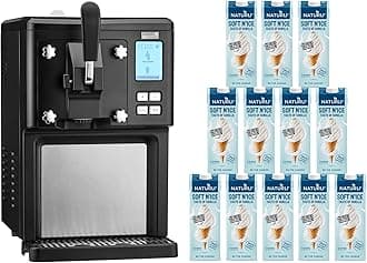 Luxury Soft Serve Ice Cream Maker | 1.5L | Self-Cooling Compressor | Auto Cleaning | Digital Display | Perfect for Whippy Sundaes & Desserts | Includes 12 x 1L Dairy-Free Vegan Mix