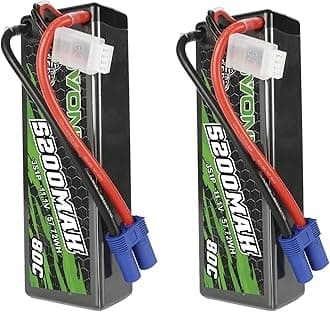 OVONIC 80C 3S 5200mAh 11.1V Lipo Battery with EC5 Connector for arrma 1/10, 1/8, 1/7Scale RC Cars and Trucks Buggy Truggy 2pcs