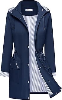 BBX Lephsnt Rain Coats for Women Waterproof Rain Jacket Lightweight Windbreaker Outdoor Hooded Trench Coat