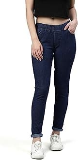 ADBUCKS Women's Slim Fit Mid Rise Jeggings -, Skinny, Wide Leg Jean, Elasticated