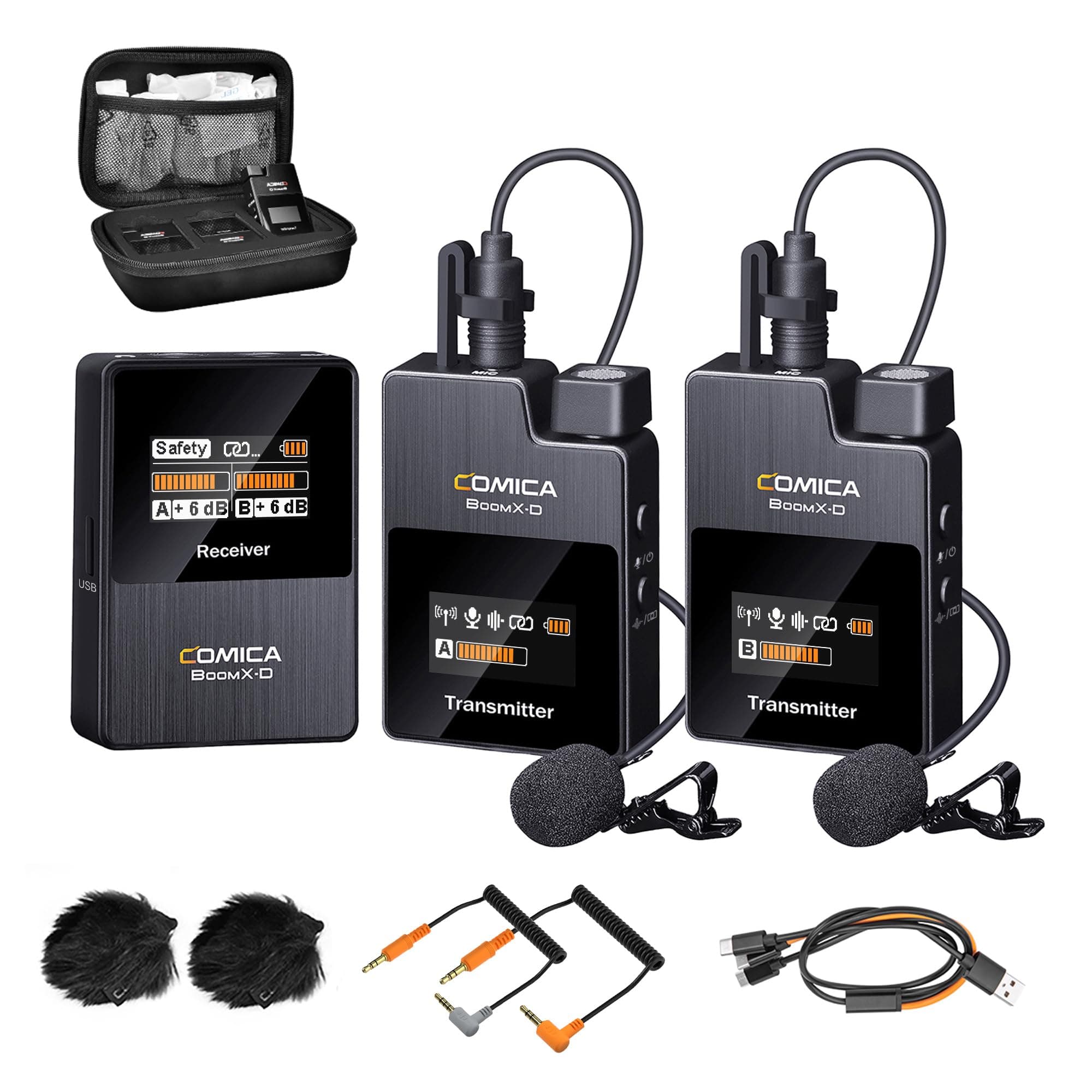 BoomX-D2 Wireless Lavalier Microphone for iPhone, Android Camera, Dual Lapel Mic System with 2 Transmitters, 656ft Stable Range, Noise Cancelling, Ideal for Vlog, YouTube, Content Creators