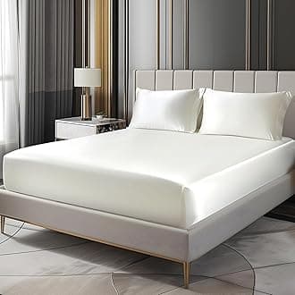 BEDELITE Fitted Sheet Full Size Set, Luxury Soft White Silky Sheet for Hair and Skin, Similar to Silk Bed Sheet Set with 1 Deep Pocket Fitted Sheet and 2 Pillowcases