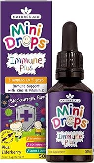 Natures Aid Immune Plus Mini Drops for Infants and Children, No Added Sugar, ...