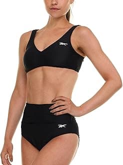 Reebok Bralette Bikini Sets for Women, High Waisted Bikini Bottoms, Womens Swimsuits Athletic Sporty Bathing Suit