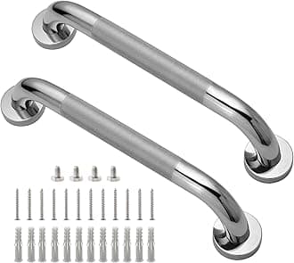 Shower Grab Bar, 2 Pack 12 Inch Bathroom Grab Bar, 1.25" Diameter 304 Stainless Steel Anti-Slip Grab Bars for Bathtubs and Showers, Handicap Shower Grab Bar for Seniors Elderly