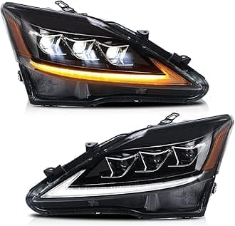 VLAND Led Headlights Compatible with Lexus IS250/ IS250C IS350 IS350C IS220d 2006-2012, ISF 2008-2014 w/Sequential Indicator w/Projector w/Amber Reflector