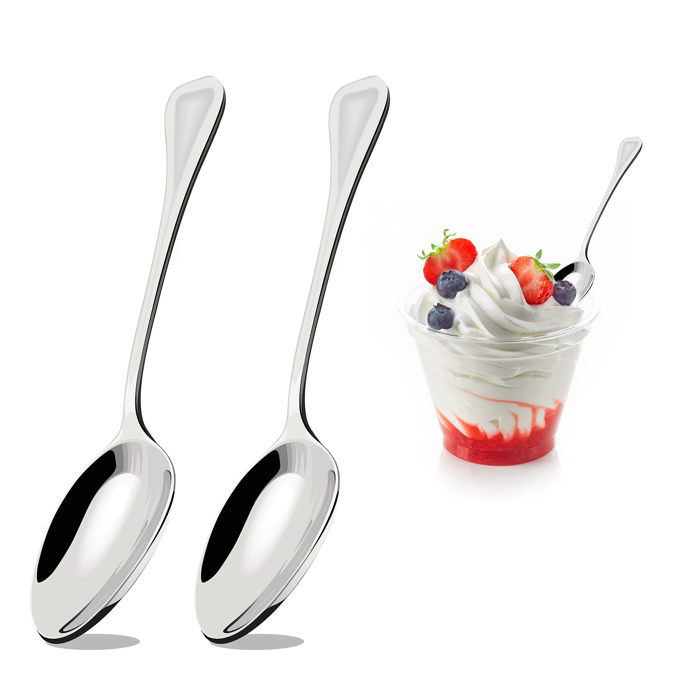 100 Mini Silver Plastic Spoons, Mini Spoons For Desserts, Silver Taster Spoons, Plastic Mini Spoons, Mini Disposable Plastic Spoons Bulk (100 Pack)