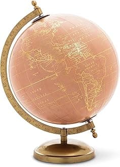 Abbott Collection 57-LATITUDE-01 Spinning Small Decorative Globe, Pink/Gold, 11" H