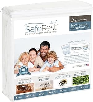 SafeRest Premium 9" Thick Box Spring Encasement - Waterproof - Breathable, Noiseless, Vinyl Free - Fits Up to 9" - Twin