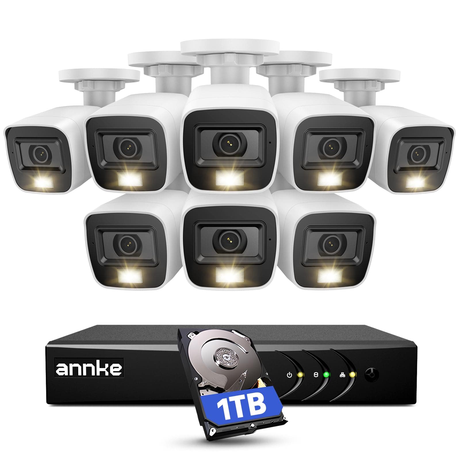 8CH Security CCTV Surveillance System 1080P Lite DVR with 1TB HDD and (8)?1080P HD Weatherproof Camera with 100ft Night Vision, Enable H.264+ to Record Longer