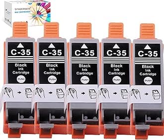 PGI-35 Black Ink Cartridge Replacement for Canon 35 36 PGI35 CLI36 Ink Work with Canon Pixma iP110 iP100 TR150 TR160 Printers (5BK)