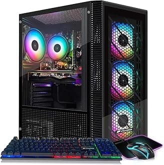 STGAubron Gaming PC Computer Desktop, Intel 10th Gen G5905 3.5G, Radeon RX 580 8G GDDR5, 16G DDR4, 512G SSD, WiFi, BT 5.0, RGB Fan x 4, Windows 11 Home