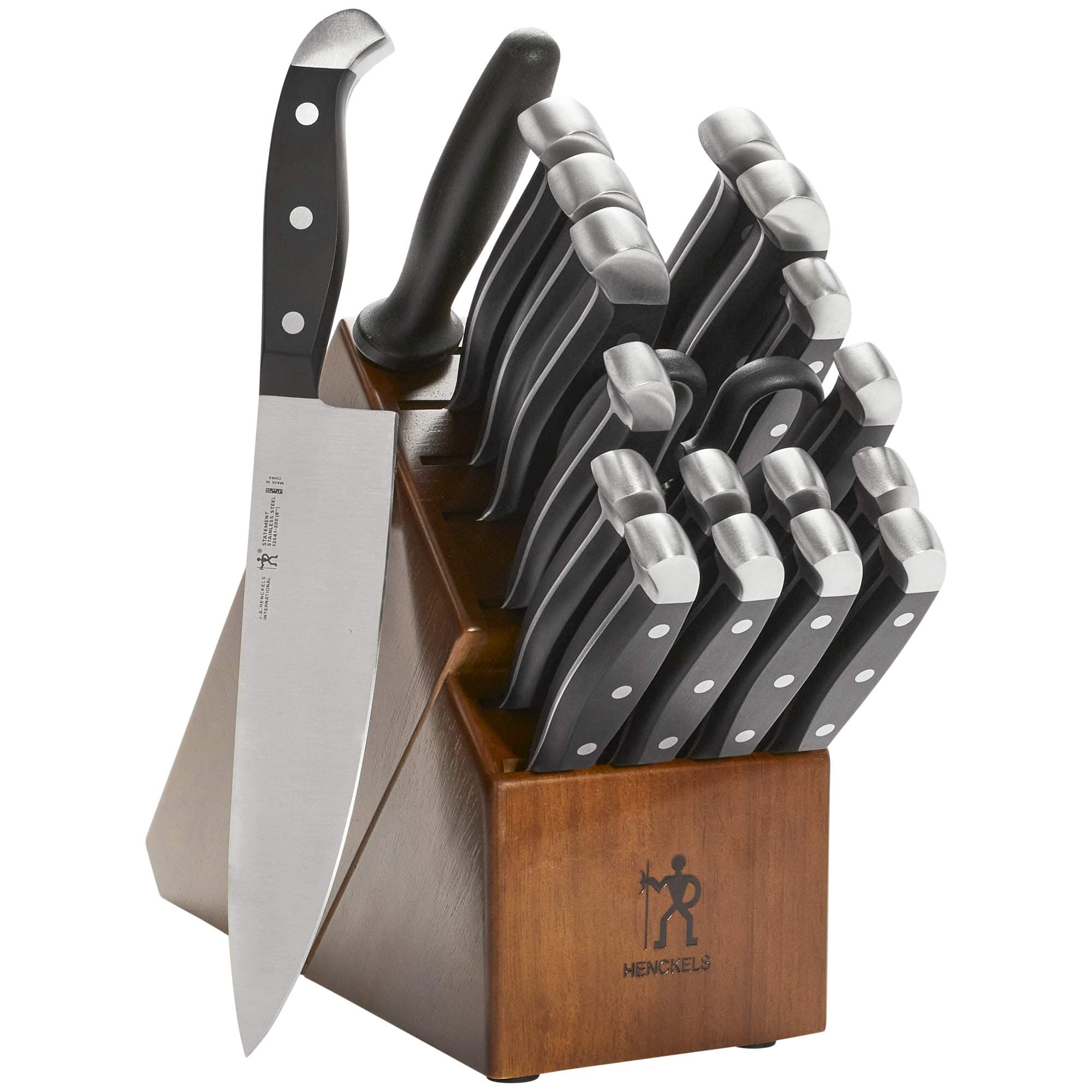 Statement Razor-Sharp 20-Piece Knife Set, Chef, Bread, German Engineered Knife Informed by over 100 Years of Mastery, Brown Block
