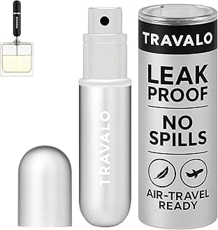 Travalo Classic HD Perfume Atomizer - Leak-Proof and TSA Approved for Air Travel - Reusable, Airtight, Easy-Fill Mini Pump Sprayer - Lightweight, Elegant Design w/Volume Window - Silver 0.17oz