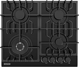 24 Inch Built-in Gas Cooktop with 4 Sealed SABAF Burners, Tempered Glass Surface, LPG/NG Convertible, Flame Out Protection, Dishwasher Safe Grates