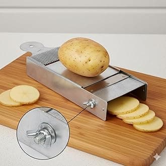 Iron Potato Slicer 2-in-1 Adjustable Wafer Maker Machine | Heavy Duty Manual Mandoline Vegetable & Chipser Cutter | Stainless Steel Blade for Potato, Onion, Carrot, Cucumber, Banana & Cabbage