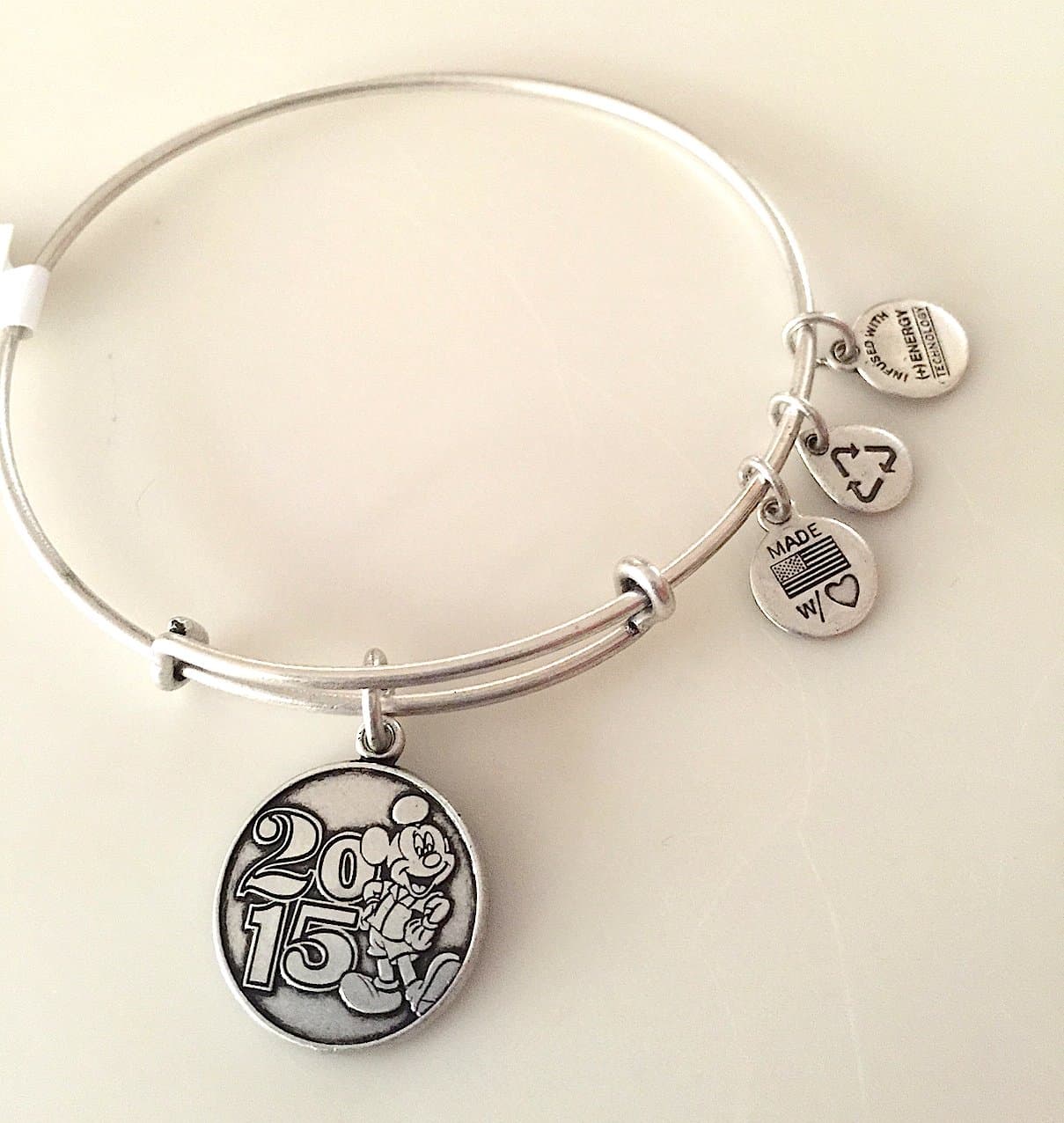 Disney Alex and Ani Mickey Mouse 2015 Silver Charm Bangle Bracelet