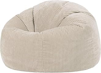 Kingston Cord Bean Bag, Beige, Large Adult Bean Bag Chair with Filling Included, Comfy Chair, Living Room Furniture, Bedroom Furniture