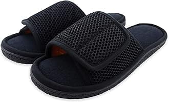 Adjustable House Slippers for Men Open Toe Breathable Indoor Slip on Mens Slides Sandals with Memory Foam for Bedroom,Patio