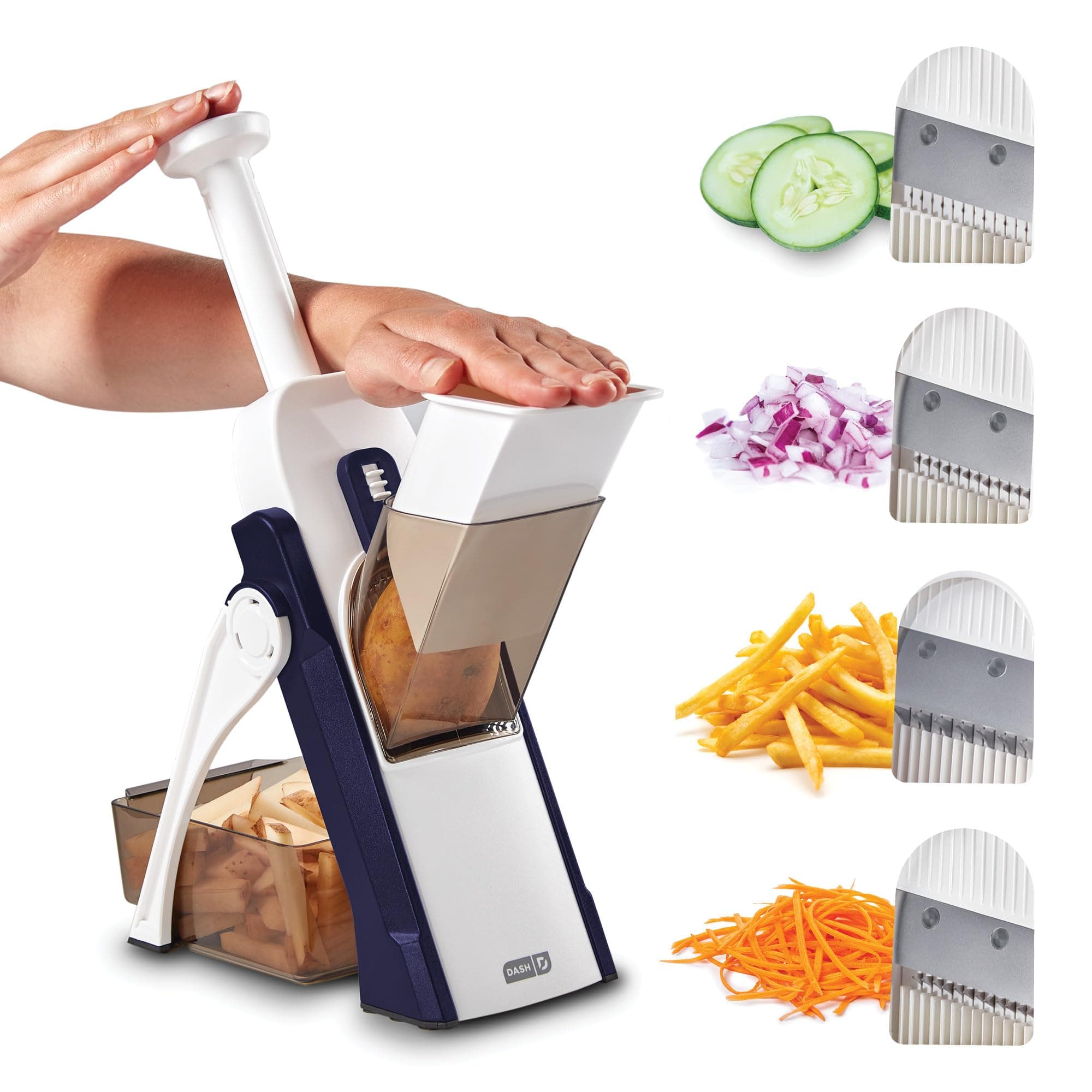 Safe Slice Mandoline for Vegetables, Meal Prep & More with 30+ Presets & Thickness Adjuster, Midnight Navy