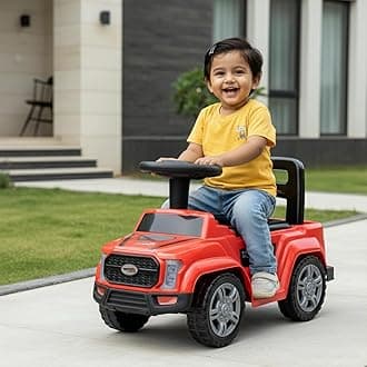 TOY ZONE Raptor Baby Ride on Car for Kids, Toddlers Push Ride Baby Kids Car with Backrest, Push Ride on Toy Jeep with Music & LED Light, Under Seat Storage, 2 to 5 Years (Red)