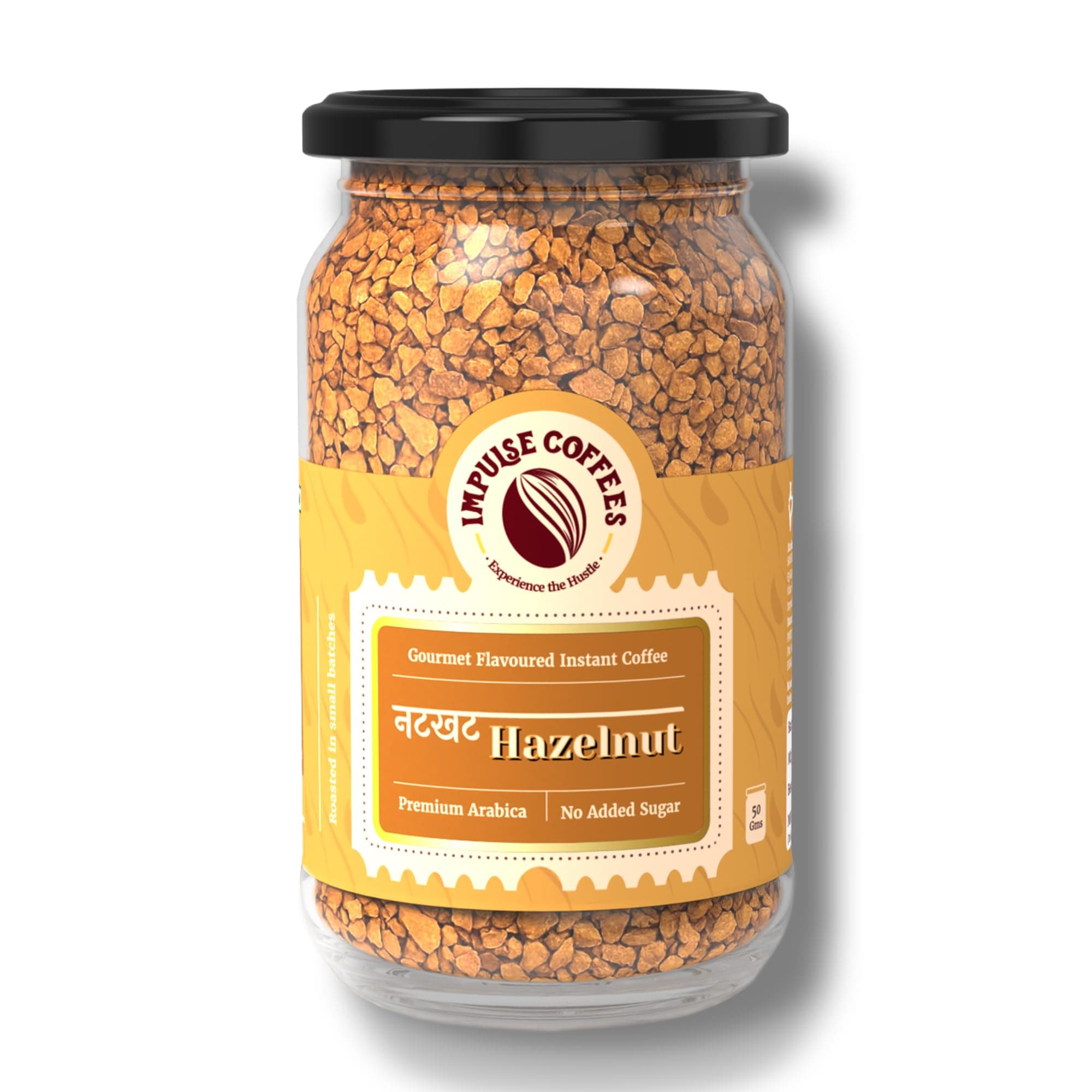 - Impulse Coffees Nutkhat Hazelnut Instant Coffee Powder | Smooth Medium Roast Arabica with Toasty Rich Hazelnut Aroma & Creamy Aftertaste | Instant Café-Style Flavoured Coffee for Home & Office | 50Gms