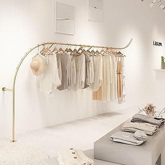 Creative Clothes Display Rack for Boutiques, Heavy Duty Metal Wall Mounted Garment Rail - Creative Arc Shape Design Display Stand - Ideal for Retail Stores and Commercial Use, Gold ( Size : 450cm )
