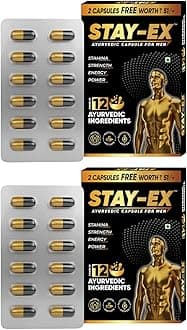 STAY-EX Ayurvedic Capsules for Men to Improve Stamina, Strength & Energy For Performance with Power of 12 Ingredients Including Shilajit Safed Muesli, Ashwagandha, Gokshura etc (Pack of 2, 24N)