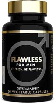 Flawless For Men UK's Number 1 Men's Fiber Supplement: Support Gut Health with Psyllium Husk, Flax & Chia Seeds for Relief of IBS Symptoms | Digestive Cleanliness | 60 Vegan Capsules