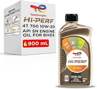 TotalEnergies- Hi-Perf 4T 700 10W-30 | API SN, JASO MA2 | 4-Stroke Semi Synthetic Engine Oil for Bikes - 0.9L
