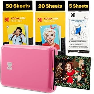 Step Instant Smartphone Photo Printer - 75 Sheets Bundle - Portable Mini Color Wireless Mobile Printer - Zink 2x3” Sticky-Back Photos - Bluetooth Compatible with Smart Devices - Fun App -Pink